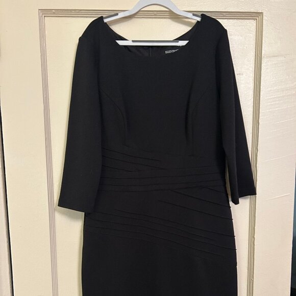 907. Ellen Tracy Three-Quarter Sleeve Black Dress - Picture 3 of 3
